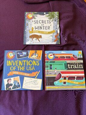 Usborne Shine-A-Light Book Bundle – Secrets of Winter, On the Train & Inventions